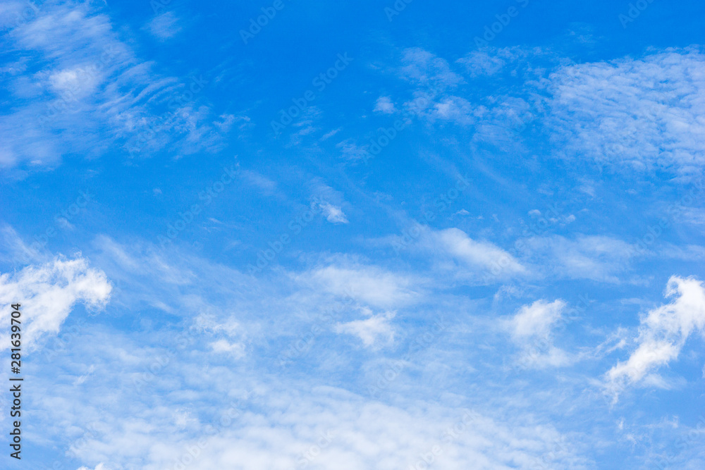 Blue sky and white soft clouds nature background
