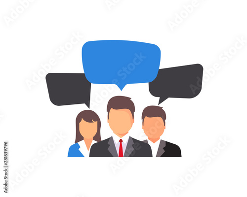 Brainstorming icon. People icons with dialog speech bubbles. New creative projects concept