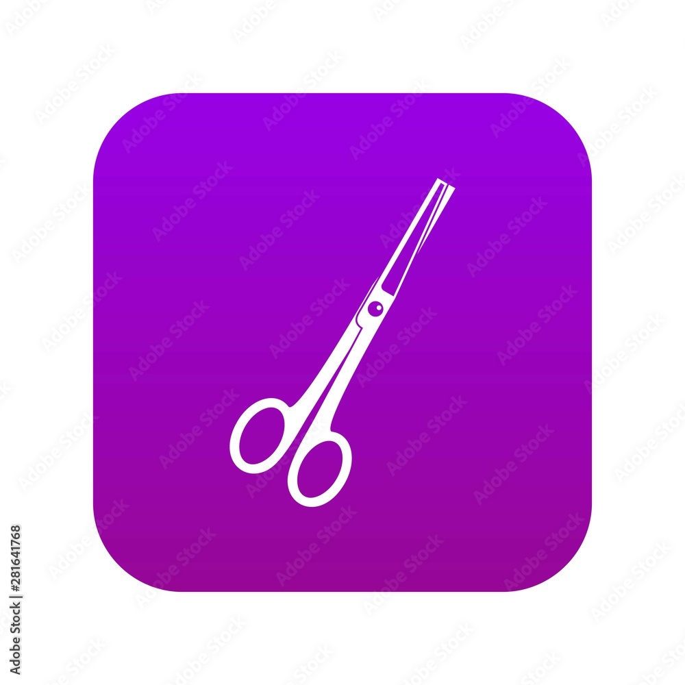 Steel scissors icon digital purple for any design isolated on white vector illustration