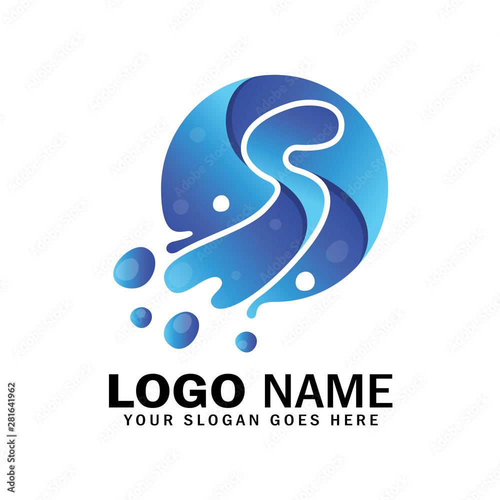 Letter S bubble logo template, S logo is melting, liquid S Letter S bubble logo template, S logo is melting, liquid S