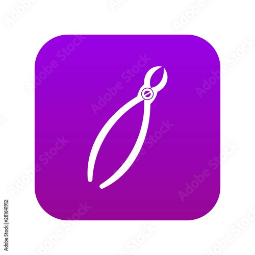 Tooth extraction instrument icon digital purple for any design isolated on white vector illustration