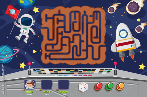 Puzzle game template with spaceman at night