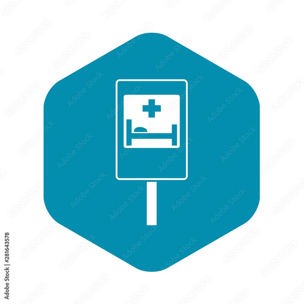Symbol of hospital road sign icon. Simple illustration of symbol of hospital road sign vector icon for web Symbol of hospital road sign icon. Simple illustration of symbol of hospital road sign vector icon for web