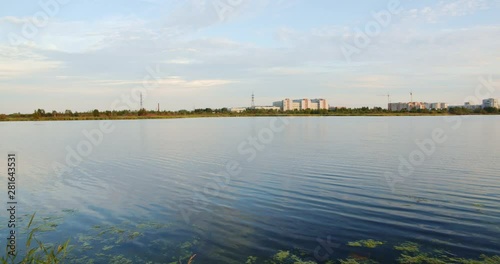city park with lake