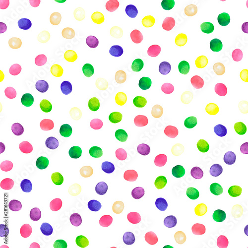 hand painted colored watercolor dots pattern circles