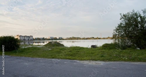 city park with lake