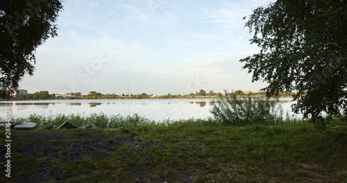city park with lake