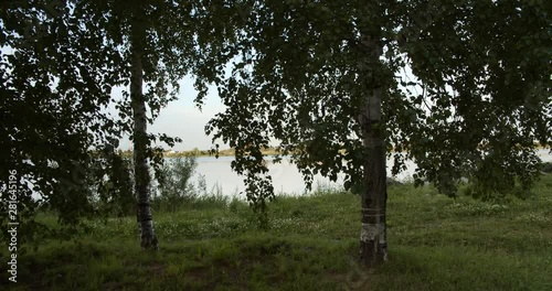 city park with lake