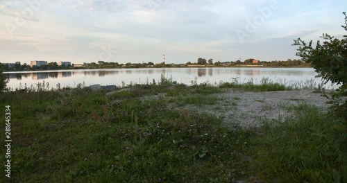 city park with lake