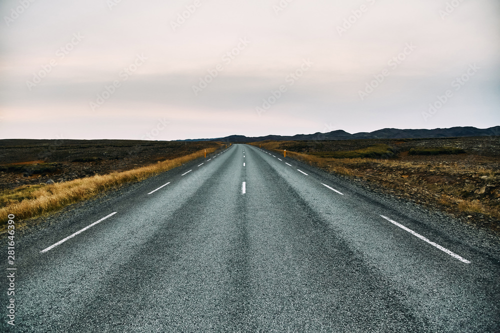 Beautiful road in the incredible landscapes of Iceland Beautiful road in the incredible landscapes of Iceland