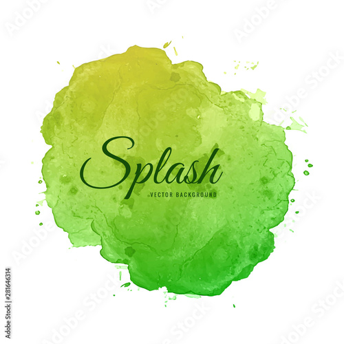 Green Splash Stain Watercolor Background
