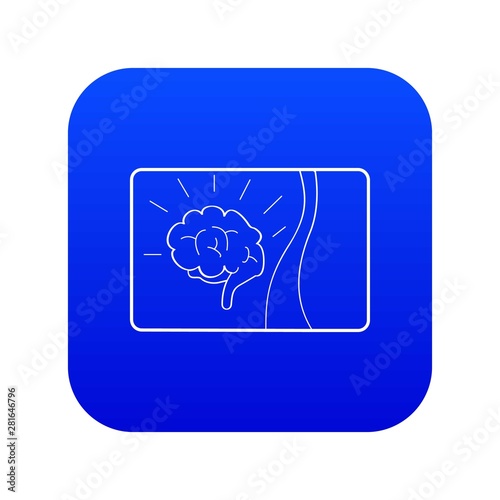 Medical card of brain icon blue vector isolated on white background