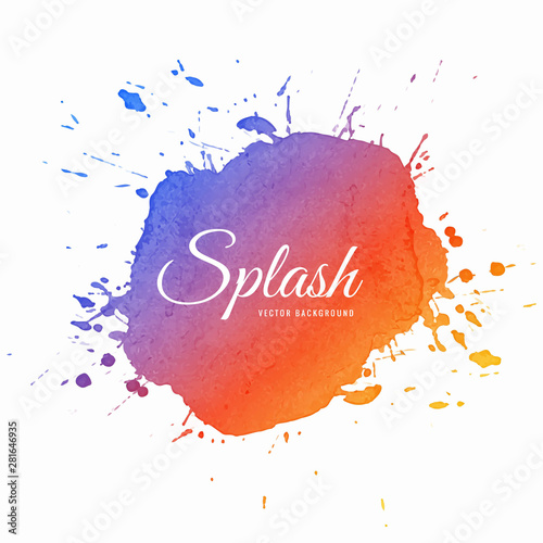 Hand drawn colorful soft watercolor splash design