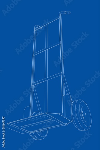 Outline delivery trolley or hand truck. Vector