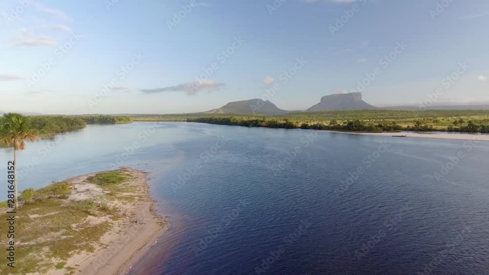 Aerial view of Mayupa island beach. Canaima National Park, Venezuela Aerial view of Mayupa island beach. Canaima National Park, Venezuela