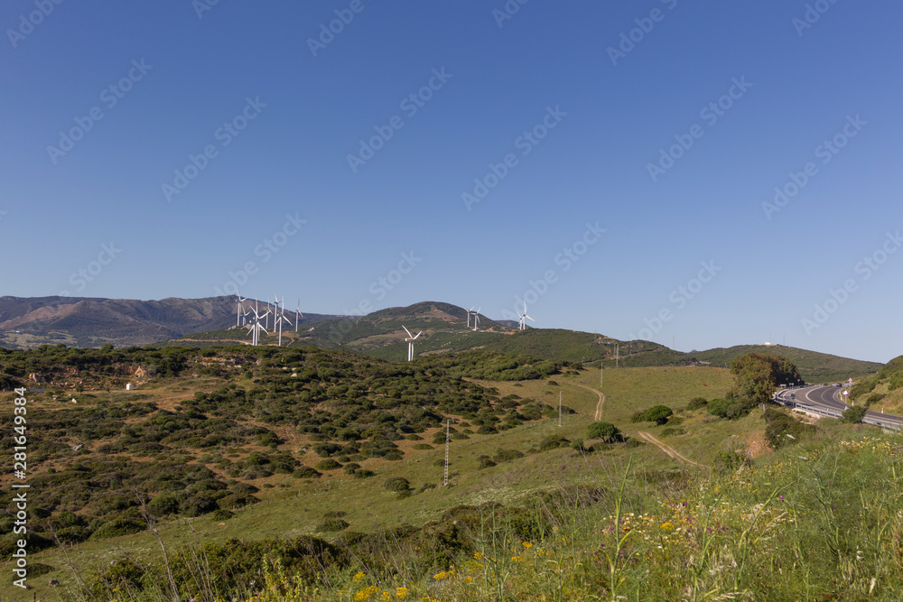 Fototapeta premium Wind turbines on the Spanish coast near Gibraltar