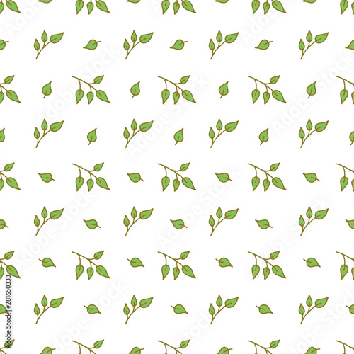Seamless pattern with doodle leaves.
