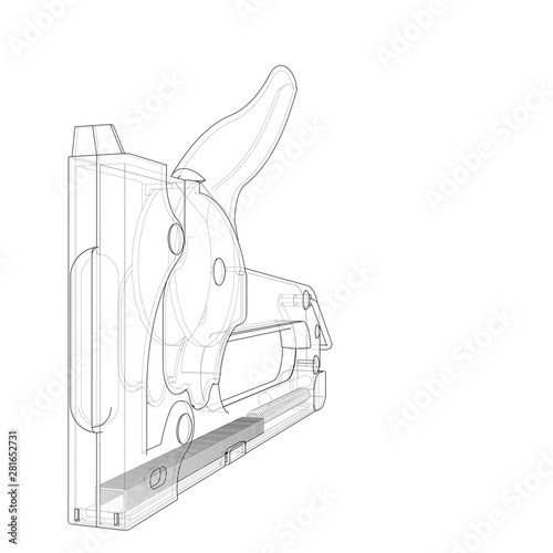 Outline construction stapler. Vector