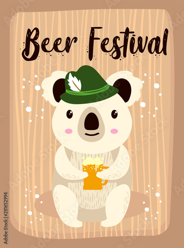 OktoberFest Cartoon Cute Animal Koala October Beer Festival - Koala Bier Oktober Fest