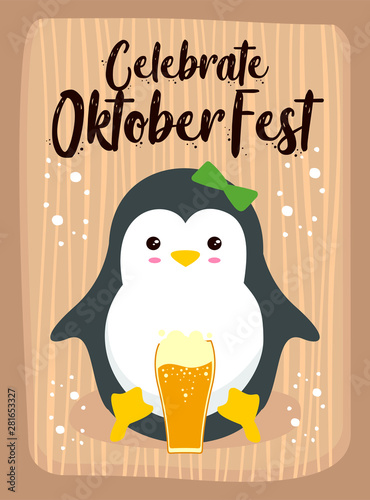 OktoberFest Cartoon Cute Animal penguin October Beer Festival - Pinguine Bier Oktober Fest