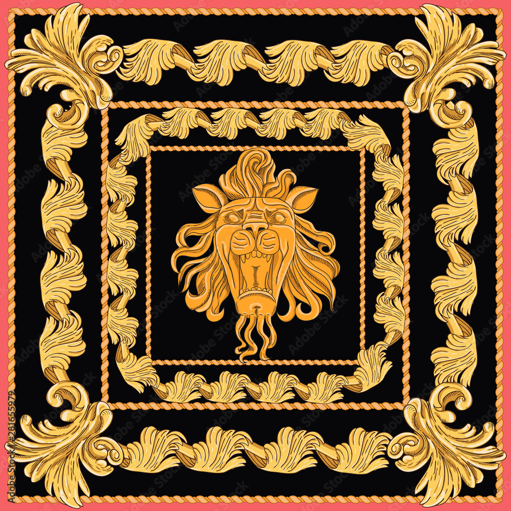 Art Nouveau Lion Head Scarf Art Nouveau Lion Head Scarf