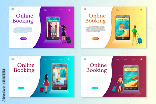 Summer vacation booking online landing pages set