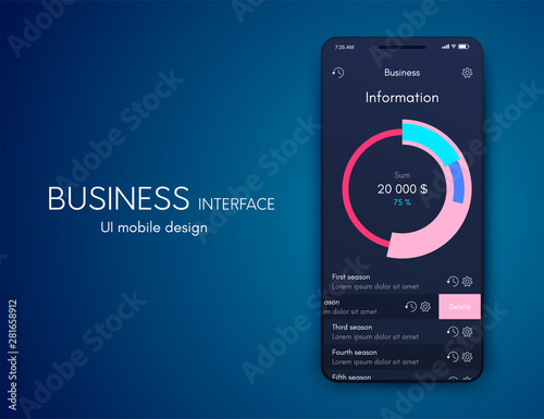 Mobile application interface. Ui design, stock vector