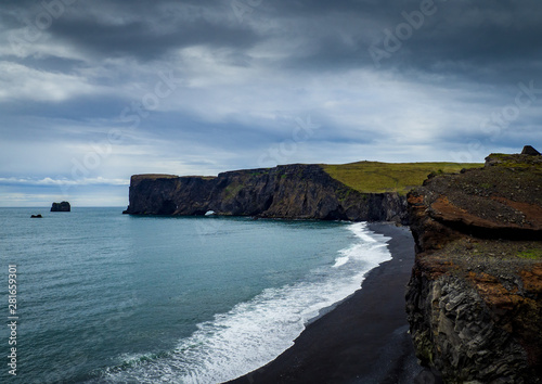 Dangerous black beach at Reynisfjara in Iceland