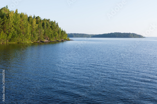 Summer morning lake landscape in Finland