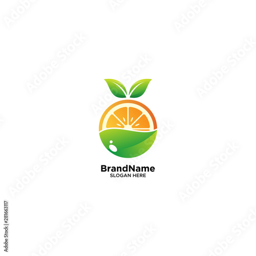 Orange Fruit Logo with leaf