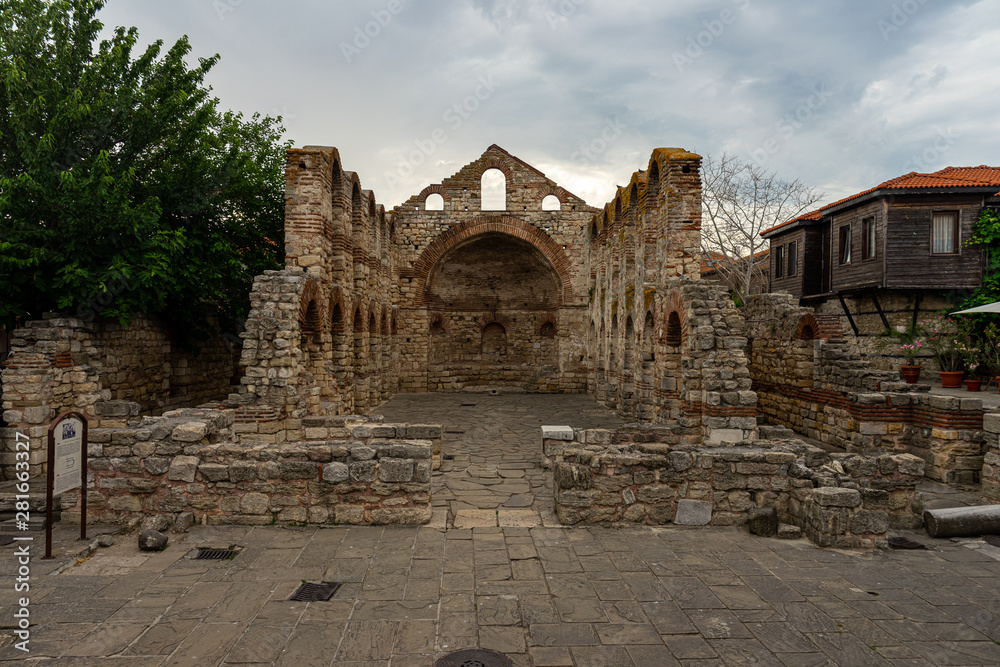 Ruins of the Church of Saint Sofia (built 5th-6th century). Ancient historical town of Nessebar. Bulgaria.
