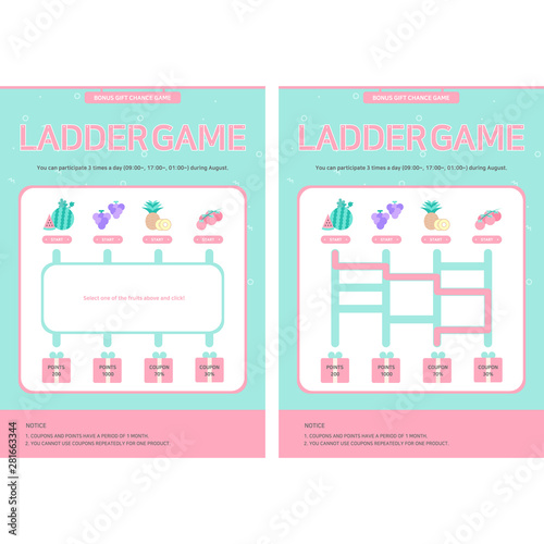 Interface of ladder mini game for web to generate interest in web page