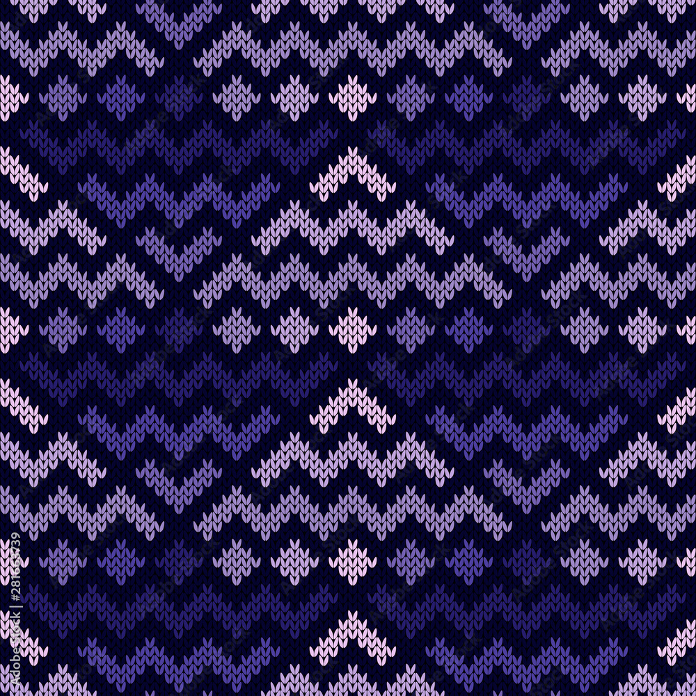 Seamless knitting geometrical pattern in violet hues Seamless knitting geometrical pattern in violet hues