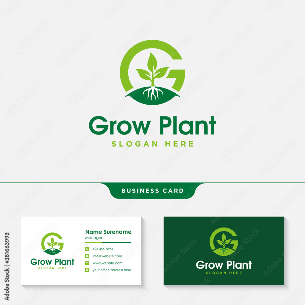 Grow plant letter G logo design template vector Grow plant letter G logo design template vector