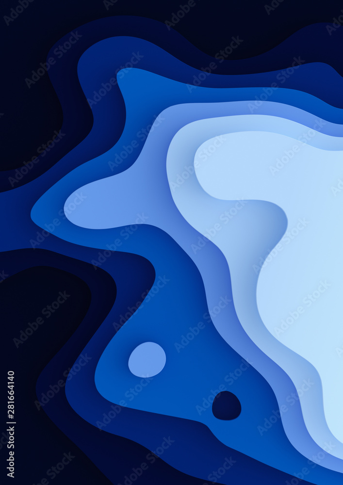 Vertical A4 banner 3D Landscape Paper Cut style, Curved shapes with blue gradients, abstract geometric lines pattern background art illustration for cover design, book, poster, flyer, advertising Vertical A4 banner 3D Landscape Paper Cut style, Curved shapes with blue gradients, abstract geometric lines pattern background art illustration for cover design, book, poster, flyer, advertising