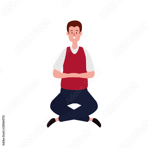 elegant businessman seated in lotus position
