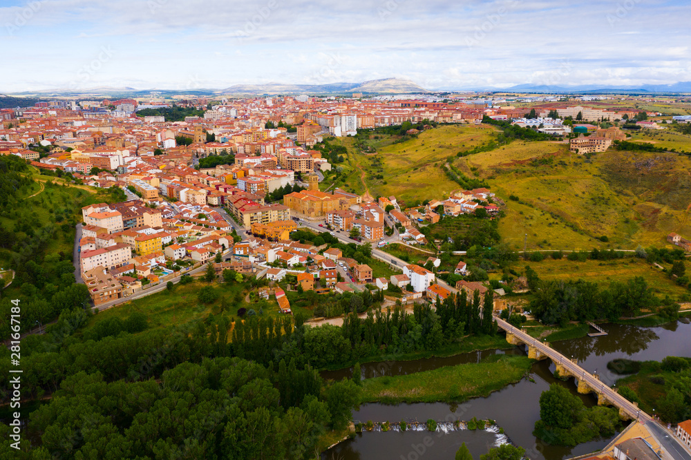 View from drone of Soria cityscape