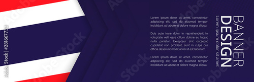 Banner template with flag of Thailand for advertising travel, business and other.