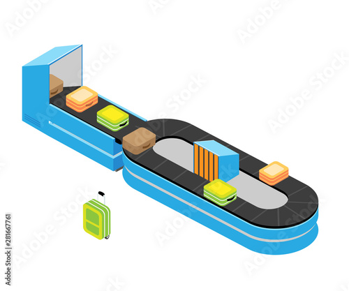 Airport baggage claim isometric illustration