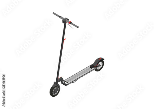 Electric scooter. Modern electric kick scooter. Isometric view. Flat vector.