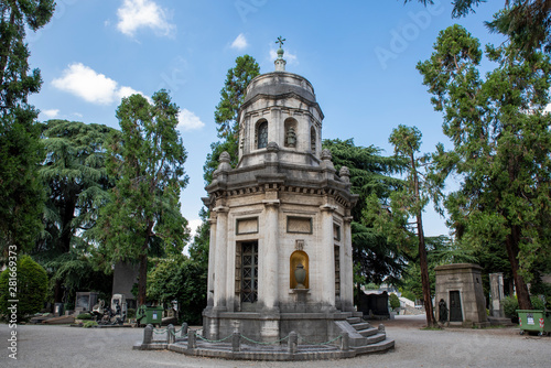 the tombs on the Monumental Cemetery of Milan, Italy