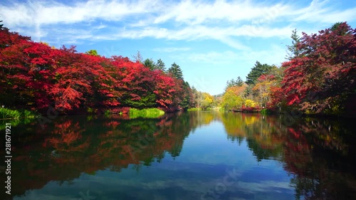 Panning right view of autumn landscape photo