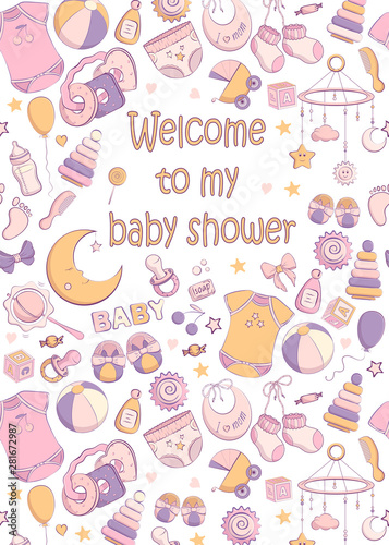 Vector baby shower invitation