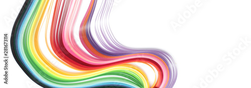 Abstract color wave rainbow strip paper background. Template for prints, posters, cards.