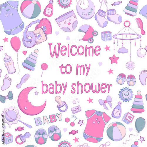 Vector baby shower invitation