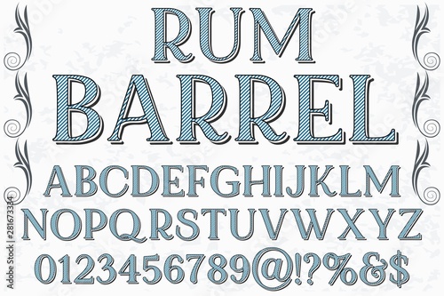 Classic vintage decorative font label design named vintage rum barrel