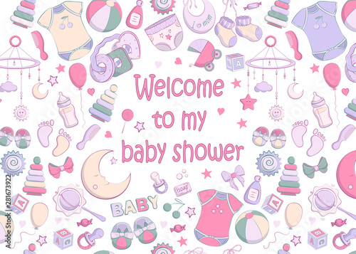 Vector baby shower invitation