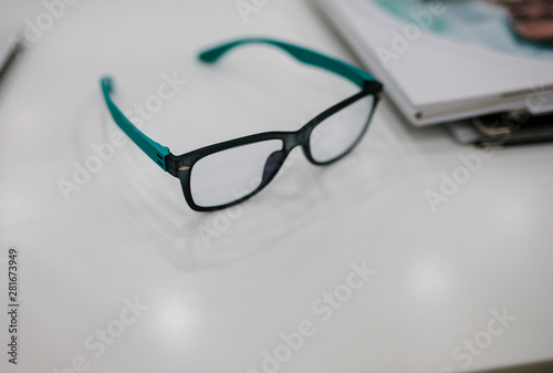 Black eye glasses spectacles. health and vision concept.