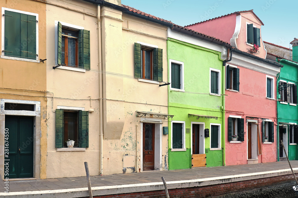 Retro houses colorful facades