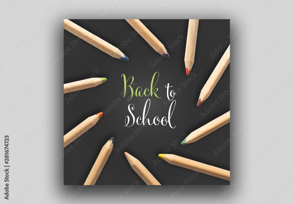 Back to School Banner Layout with Pencils Stock Template | Adobe Stock